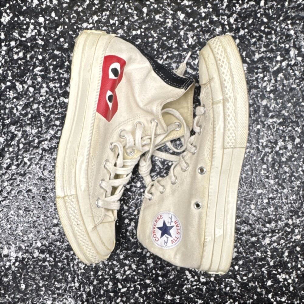 Converse CDG Play High Men's Sneakers Off White Red Black